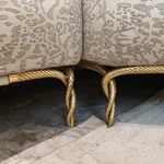 Leopard Jacquard L-Shape Sofa Set with Button Tufting Craftsmanship, Snake-Head Armrests & Braided Stainless Steel Legs